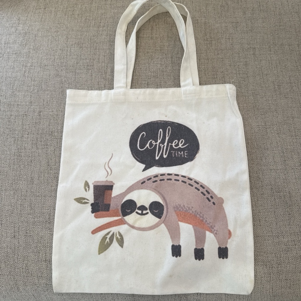 Cute Sloth Coffee Time Tote Bag